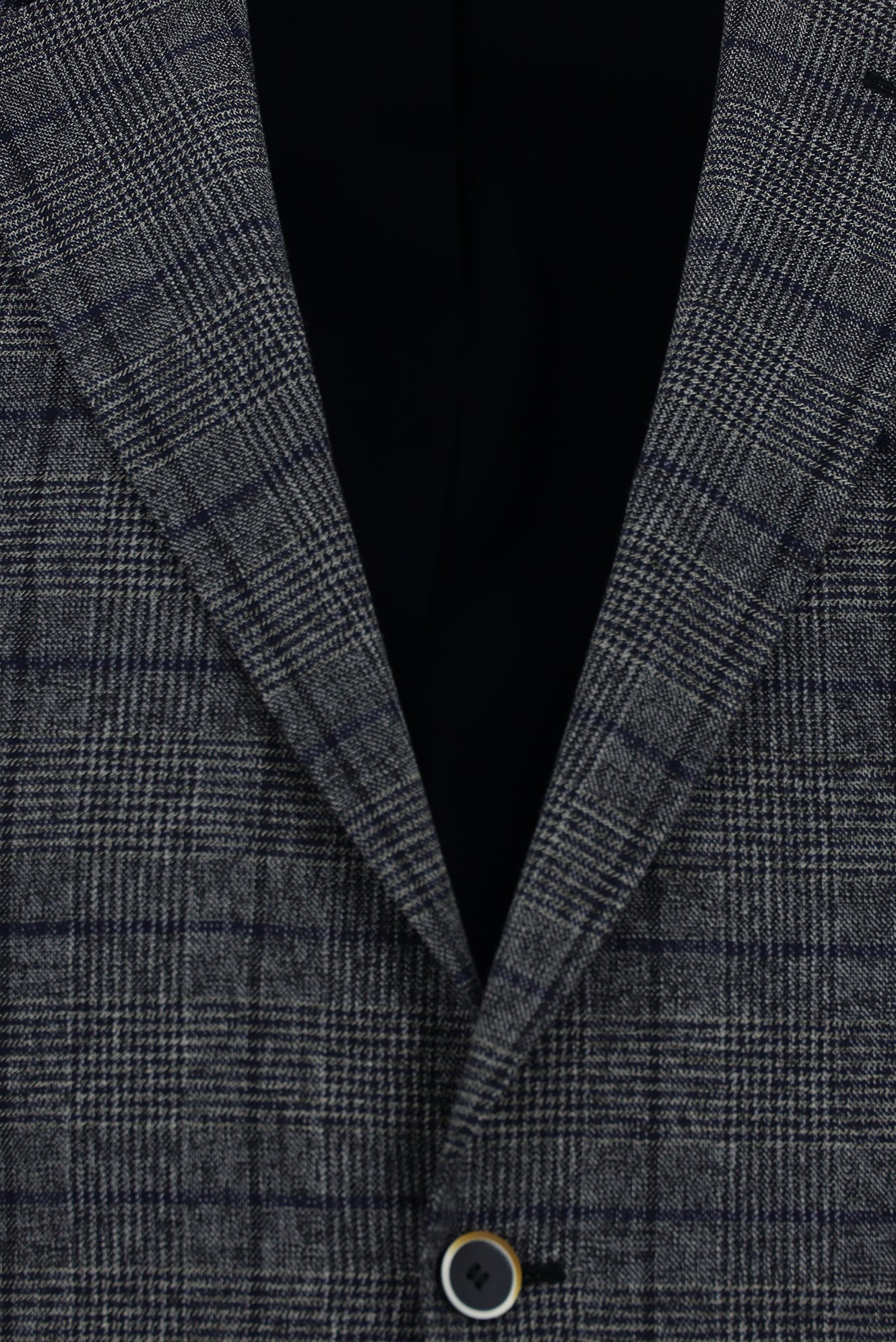 Açık Lacivert Slim Fit Dar Kesim İtalyan Ekose Yünlü Ceket
