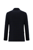 Koyu Lacivert Regular Fit Yünlü Ekose Ceket