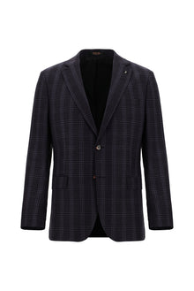 Koyu Bordo Regular Fit Yünlü Ekose Ceket