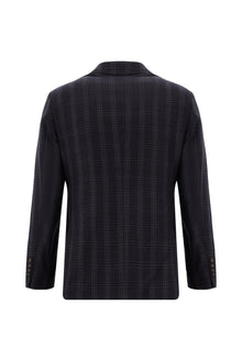 Koyu Bordo Regular Fit Yünlü Ekose Ceket