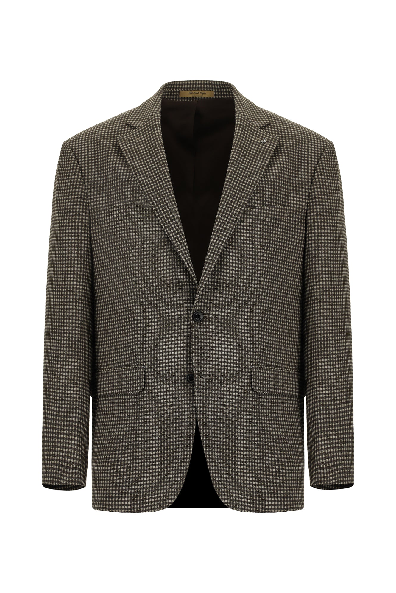 Orta Kahve Relaxed Fit Rahat Kesim Desenli Yünlü Ceket