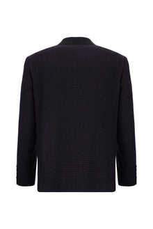 Koyu Mor Relaxed Fit Rahat Kesim Desenli Yünlü Ceket