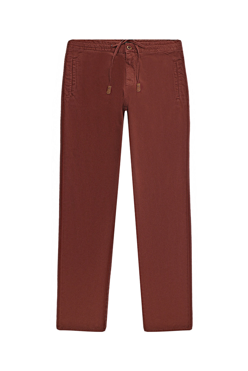 Kiremit Regular Fit Likralı Beli Lastikli İpli Pantolon