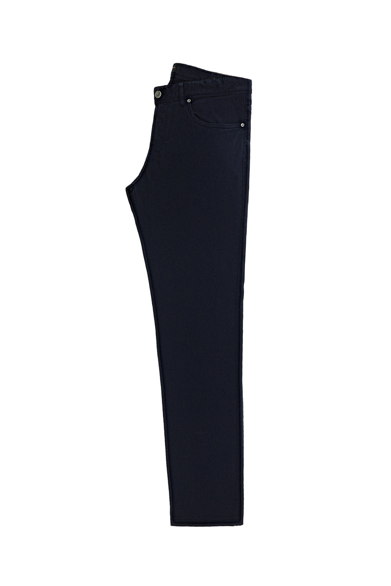 Koyu Lacivert Slim Fit Dar Kesim Likralı Kanvas / Chino Pantolon