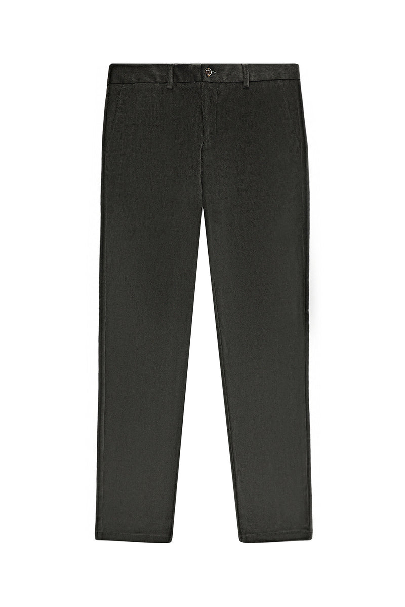 Orta Haki Regular Fit Likralı Kadife Pantolon