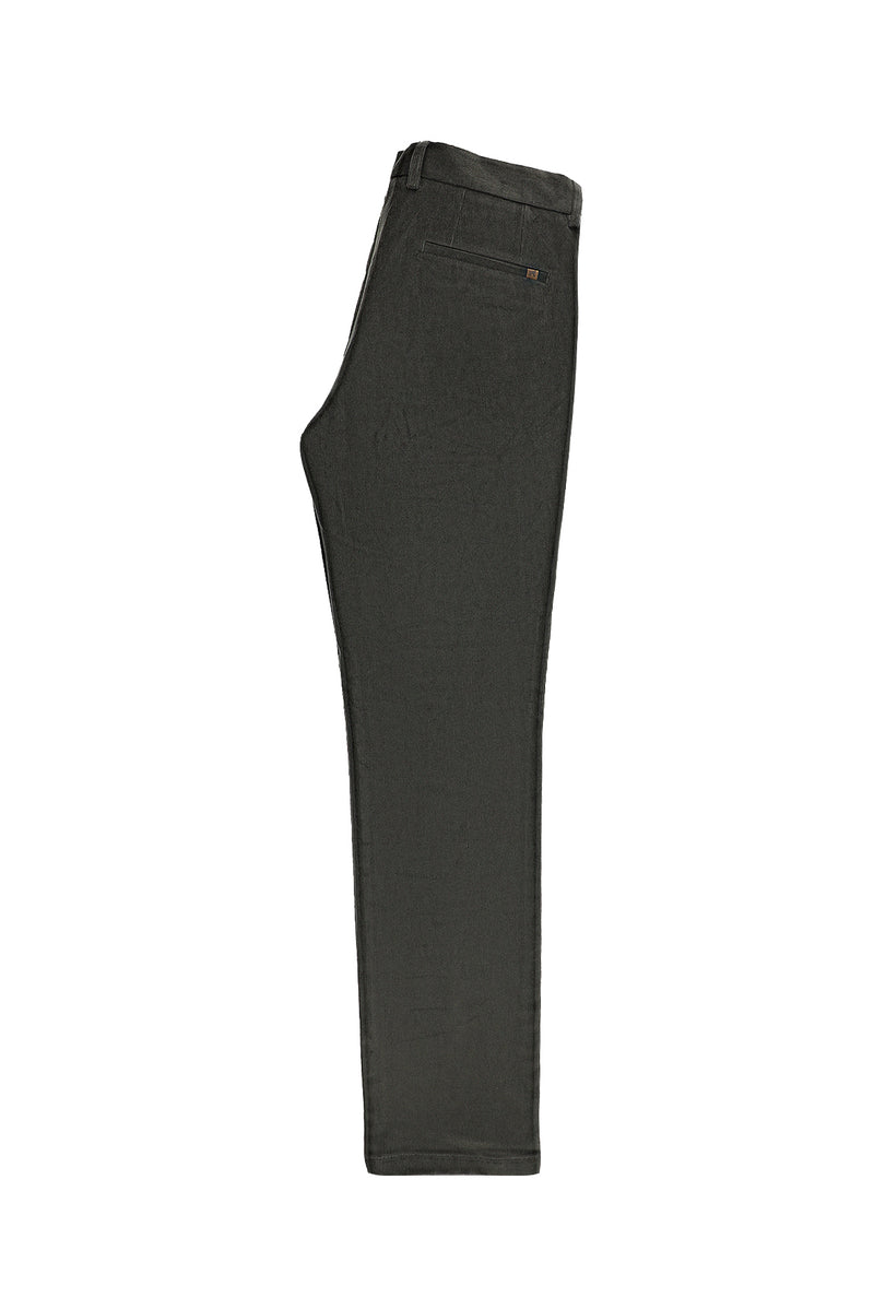 Orta Haki Regular Fit Likralı Kadife Pantolon