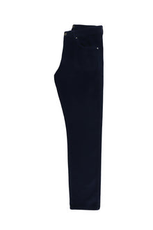 Orta Lacivert Slim Fit Dar Kesim Likralı Kadife Pantolon