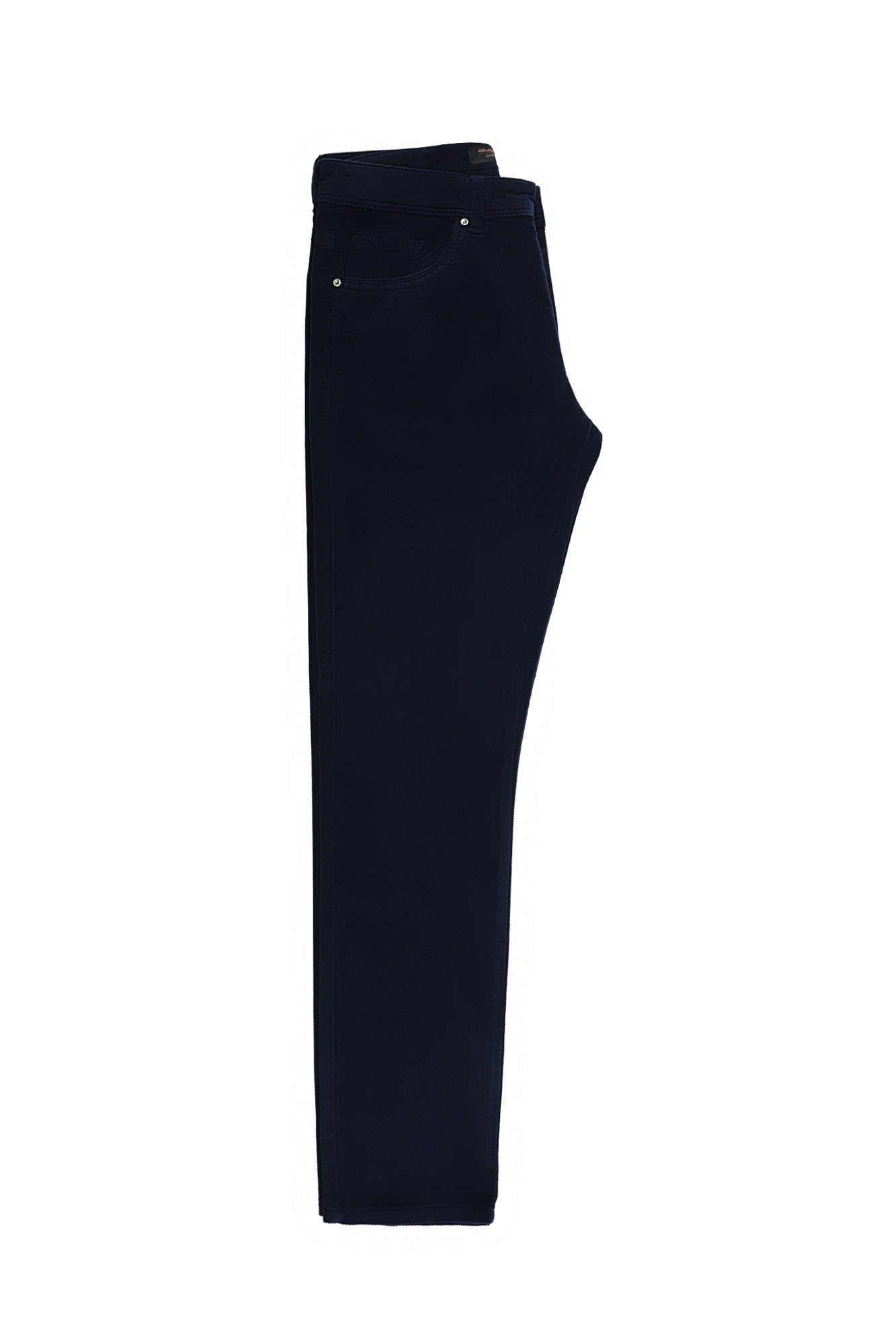 Orta Lacivert Slim Fit Dar Kesim Likralı Kadife Pantolon