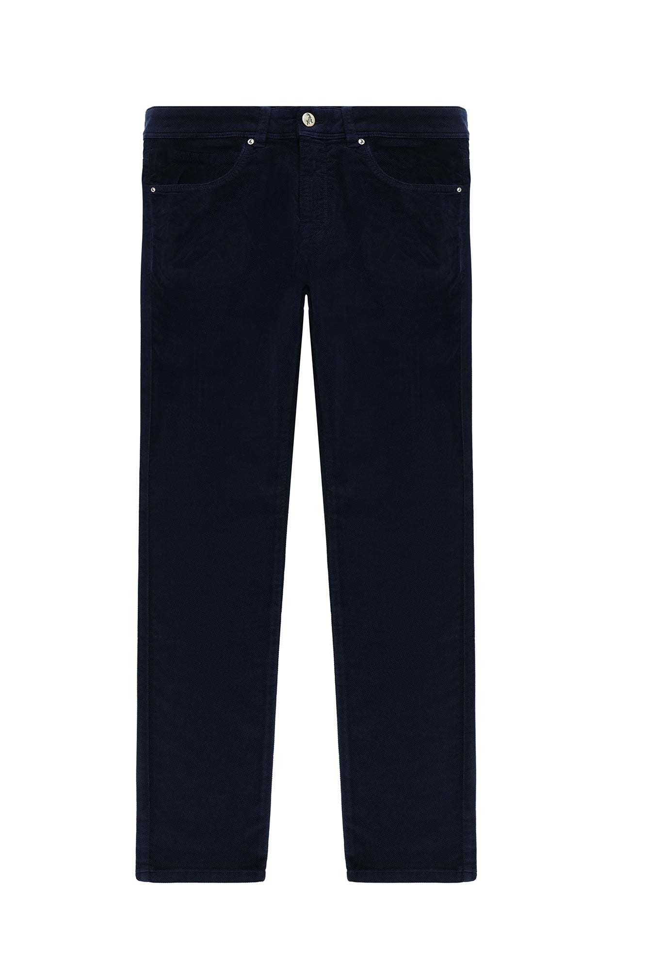 Orta Lacivert Slim Fit Dar Kesim Likralı Kadife Pantolon