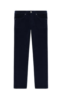 Orta Lacivert Slim Fit Dar Kesim Likralı Kadife Pantolon