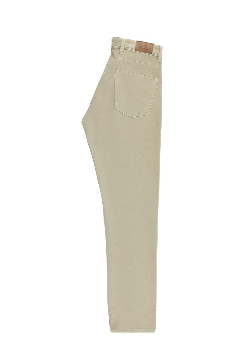 Açık Bej Slim Fit Dar Kesim Likralı Kadife Pantolon