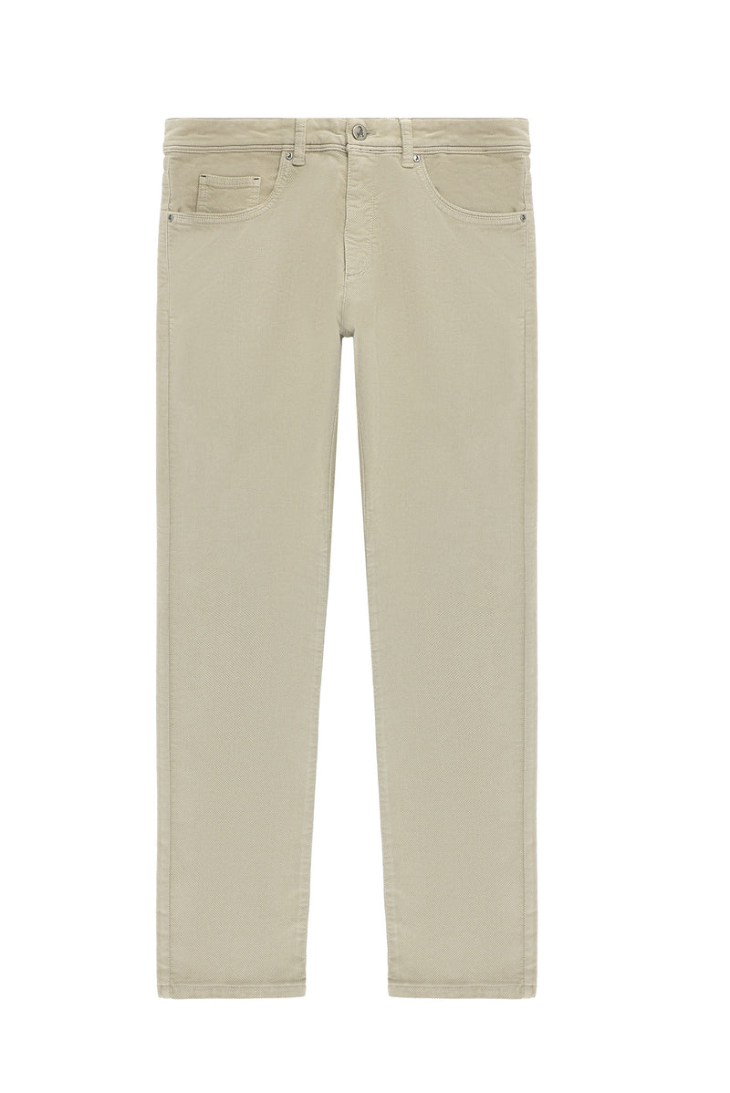 Açık Bej Slim Fit Dar Kesim Likralı Kadife Pantolon