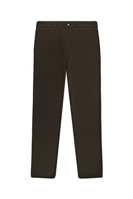 Koyu Kahve Regular Fit Standart Kesim Likral? Gabardin Pantolon-Abdullah Ki??l?