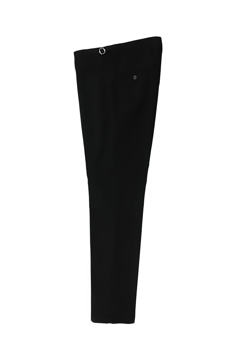 Siyah Slim Fit Dar Kesim Likralı Tokalı Kanvas / Chino Pantolon