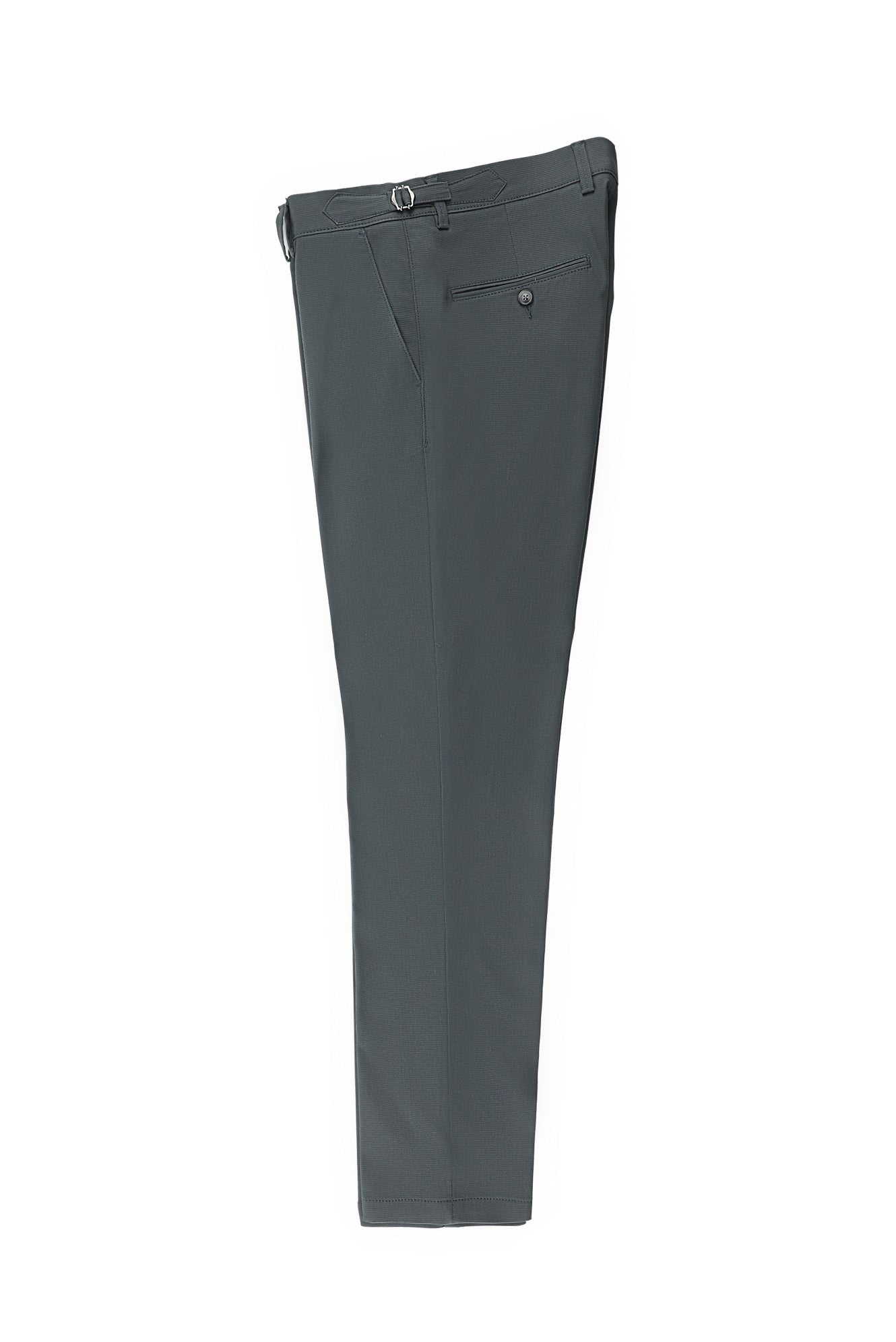 Orta Füme Slim Fit Dar Kesim Likralı Tokalı Kanvas / Chino Pantolon
