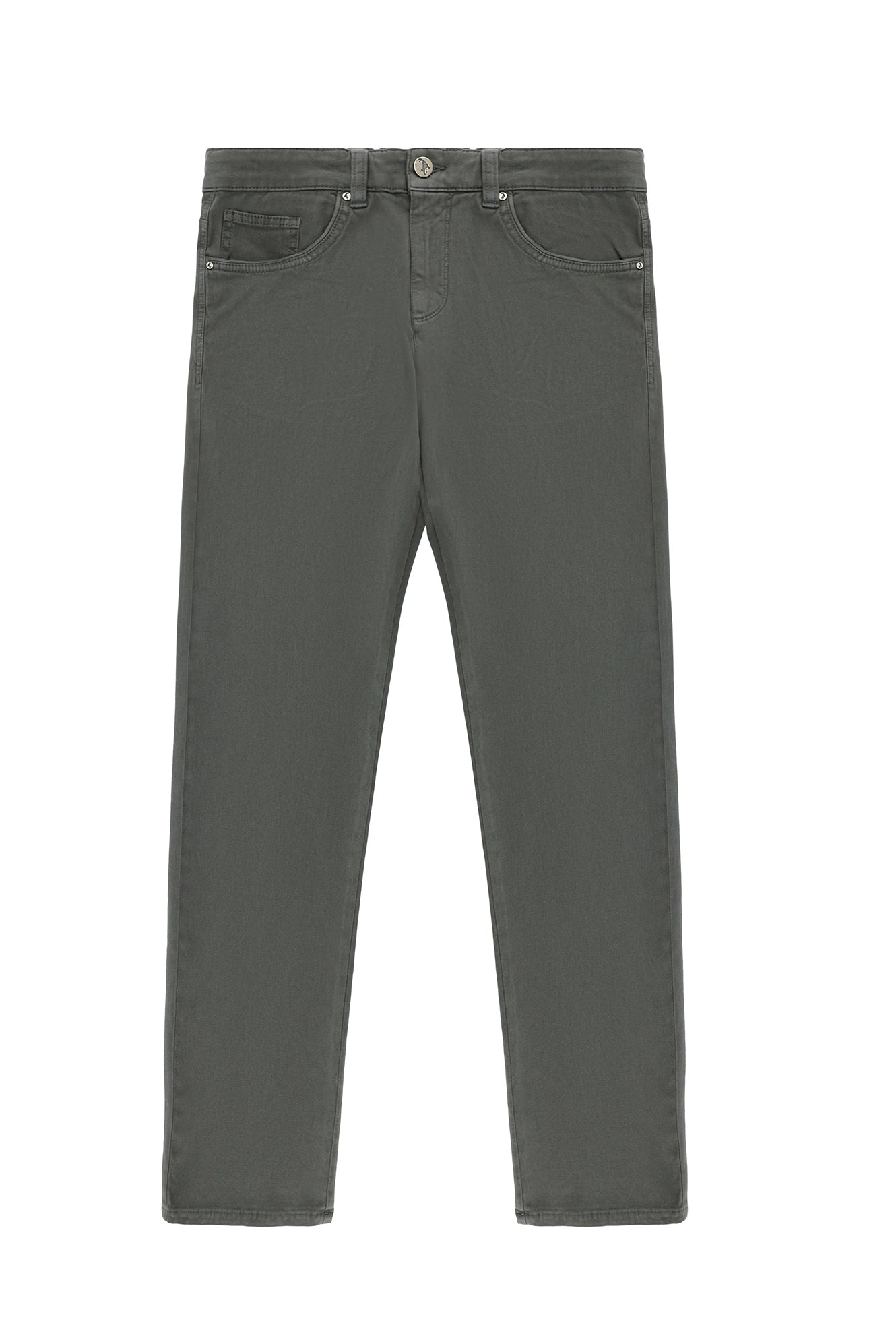 Koyu Antrasit Slim Fit Dar Kesim Likralı Kanvas / Chino Pantolon