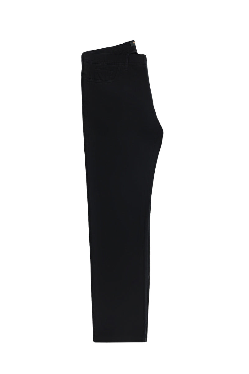 Siyah Relax Fit Rahat Kesim Desenli Likralı Kanvas / Chino Pantolon