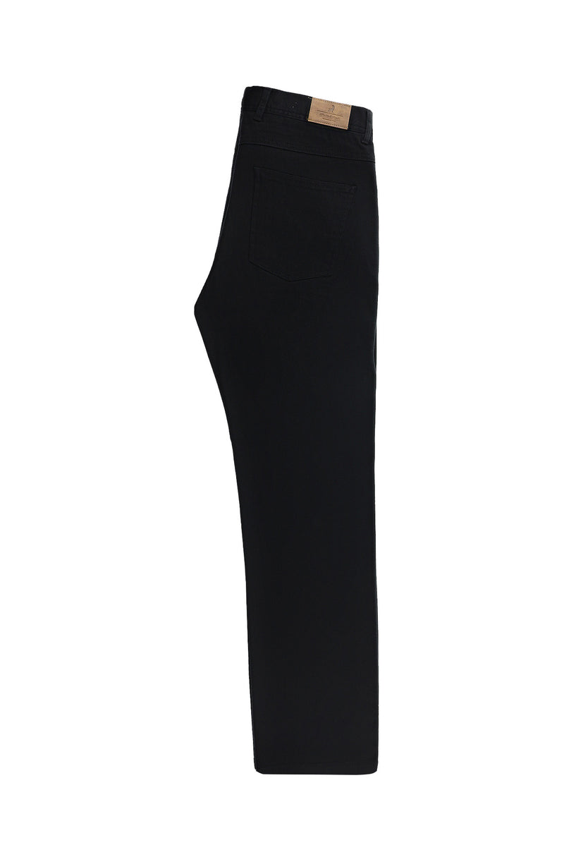 Siyah Regular Fit Desenli Likralı Kanvas / Chino Pantolon
