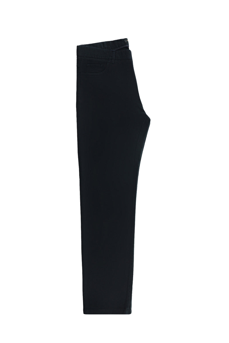 Koyu Lacivert Regular Fit Desenli Likralı Kanvas / Chino Pantolon