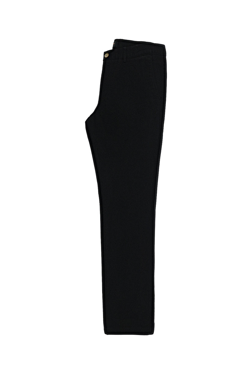 Siyah Regular Fit Likralı Kanvas / Chino Pantolon