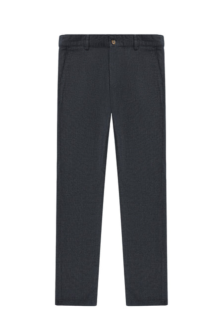 Koyu Lacivert Relaxed Fit Rahat Kesim Desenli Likralı Kanvas / Chino Pantolon