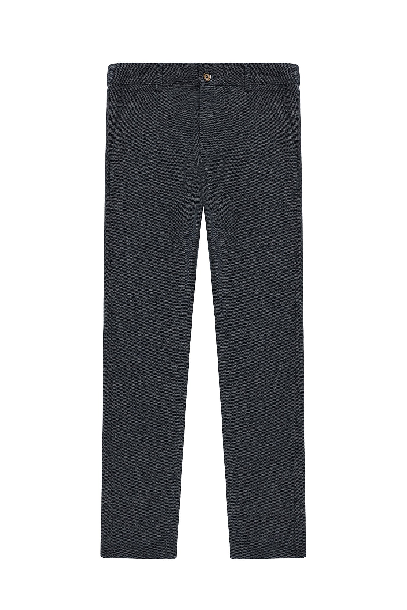 Koyu Lacivert Regular Fit Desenli Likralı Kanvas / Chino Pantolon