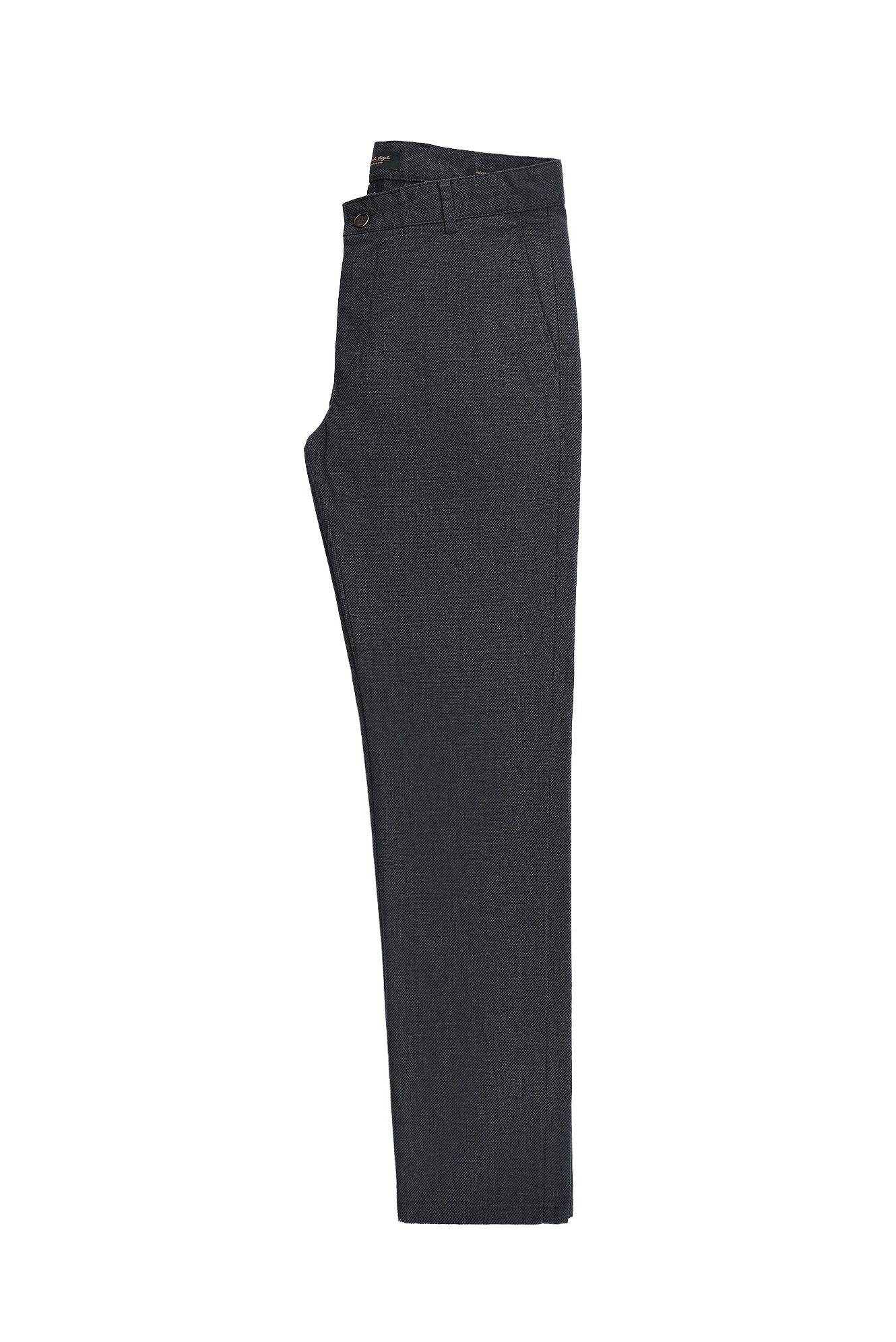 Koyu Lacivert Relaxed Fit Rahat Kesim Desenli Likralı Kanvas / Chino Pantolon