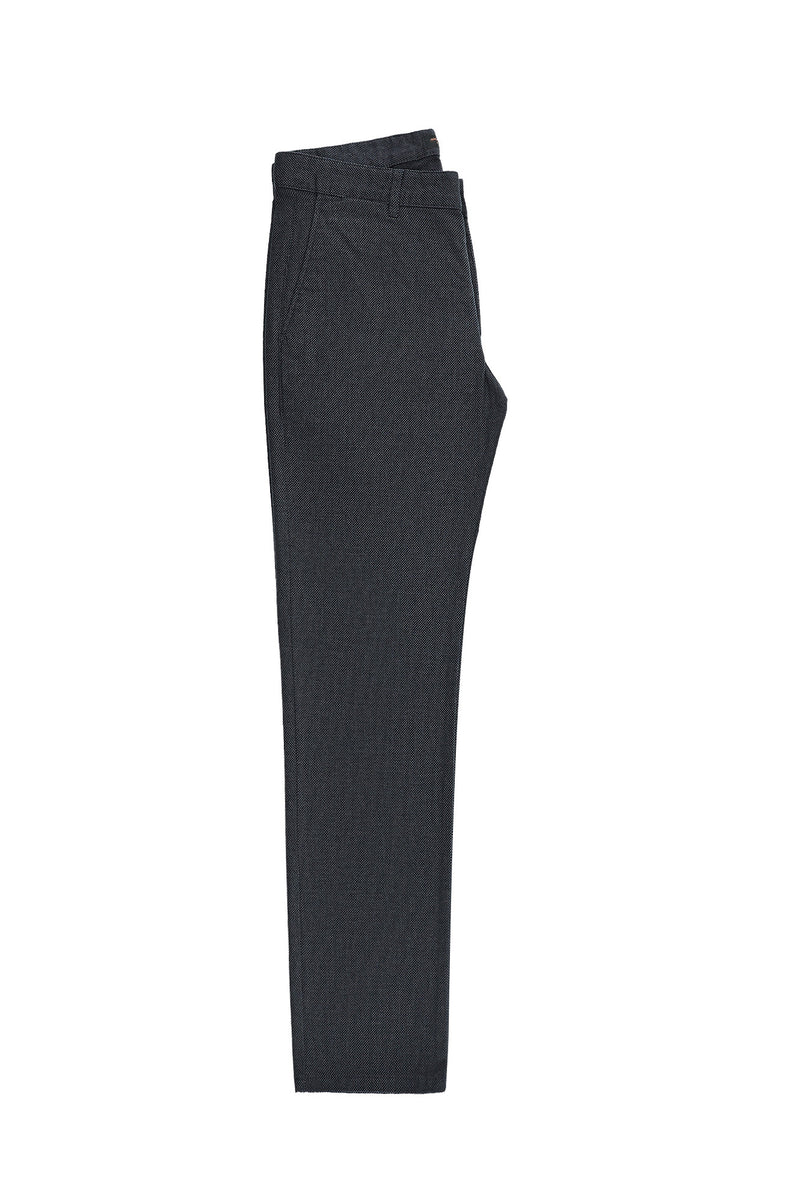Koyu Lacivert Regular Fit Desenli Likralı Kanvas / Chino Pantolon
