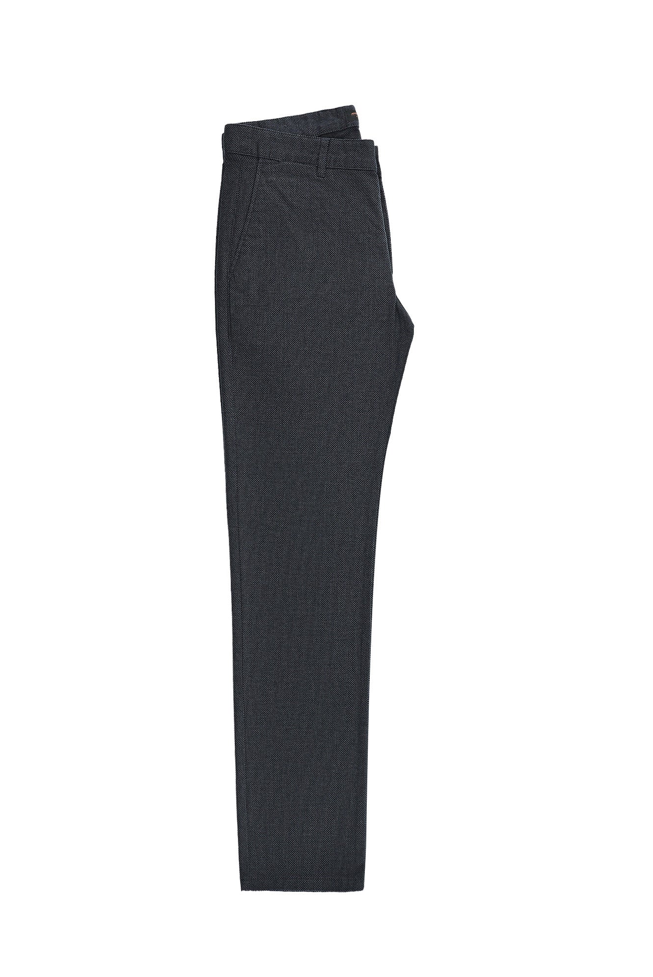 Koyu Lacivert Regular Fit Standart Kesim Desenli Likral? Kanvas / Chino Pantolon-Abdullah Ki??l?