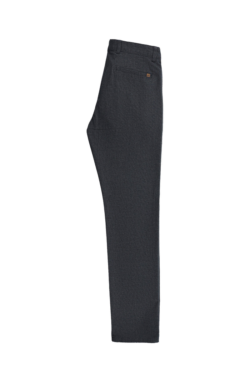 Koyu Lacivert Regular Fit Desenli Likralı Kanvas / Chino Pantolon