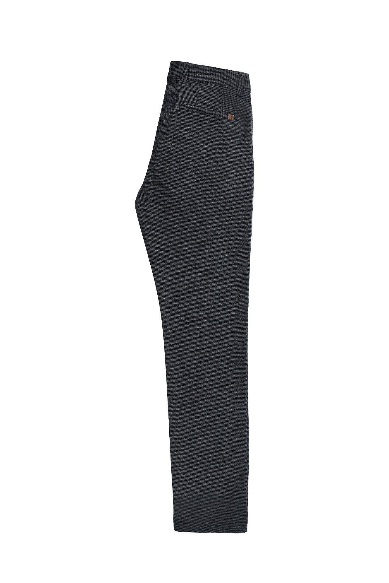 Koyu Lacivert Regular Fit Standart Kesim Desenli Likral? Kanvas / Chino Pantolon-Abdullah Ki??l?