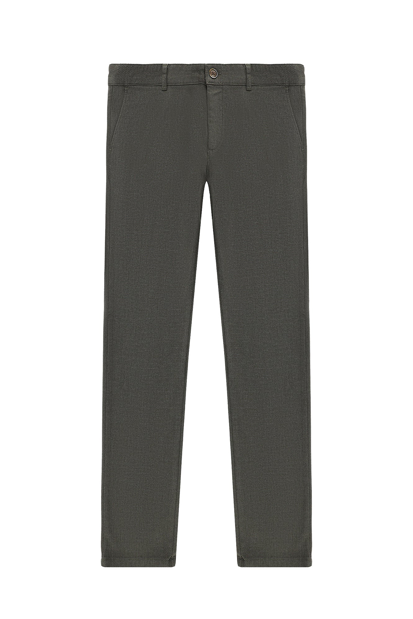 Orta Haki Relaxed Fit Rahat Kesim Desenli Likralı Kanvas / Chino Pantolon