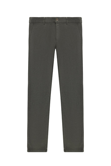 Orta Haki Relaxed Fit Rahat Kesim Desenli Likralı Kanvas / Chino Pantolon