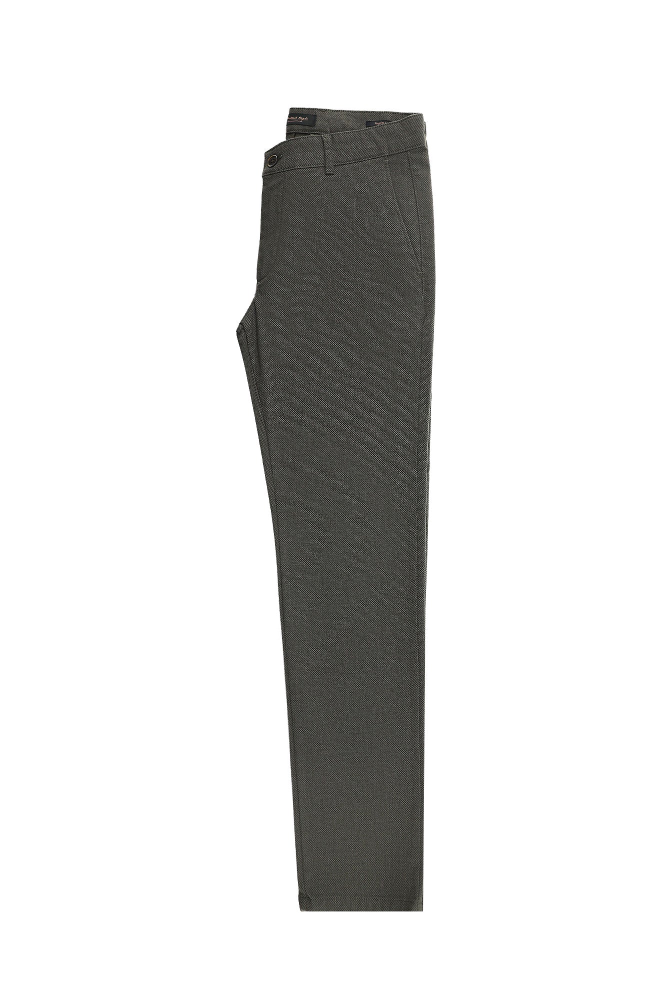 Orta Haki Relaxed Fit Rahat Kesim Desenli Likralı Kanvas / Chino Pantolon