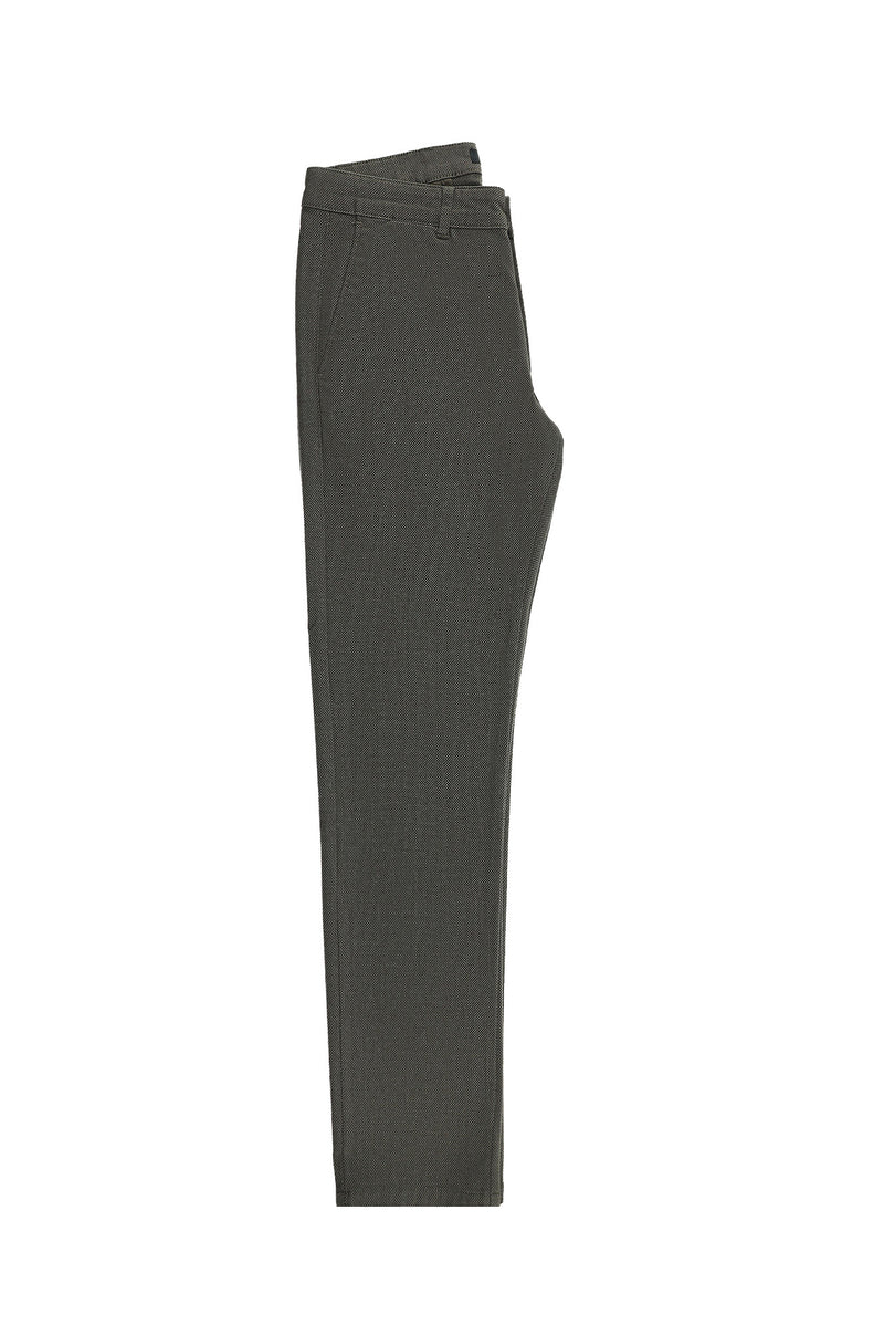 Orta Haki Relaxed Fit Rahat Kesim Desenli Likralı Kanvas / Chino Pantolon