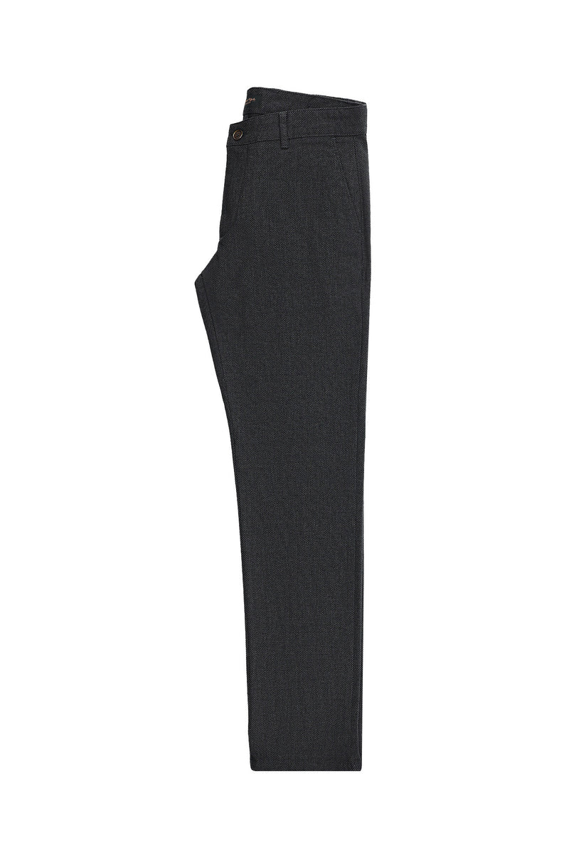 Koyu Antrasit Regular Fit Desenli Likralı Kanvas / Chino Pantolon