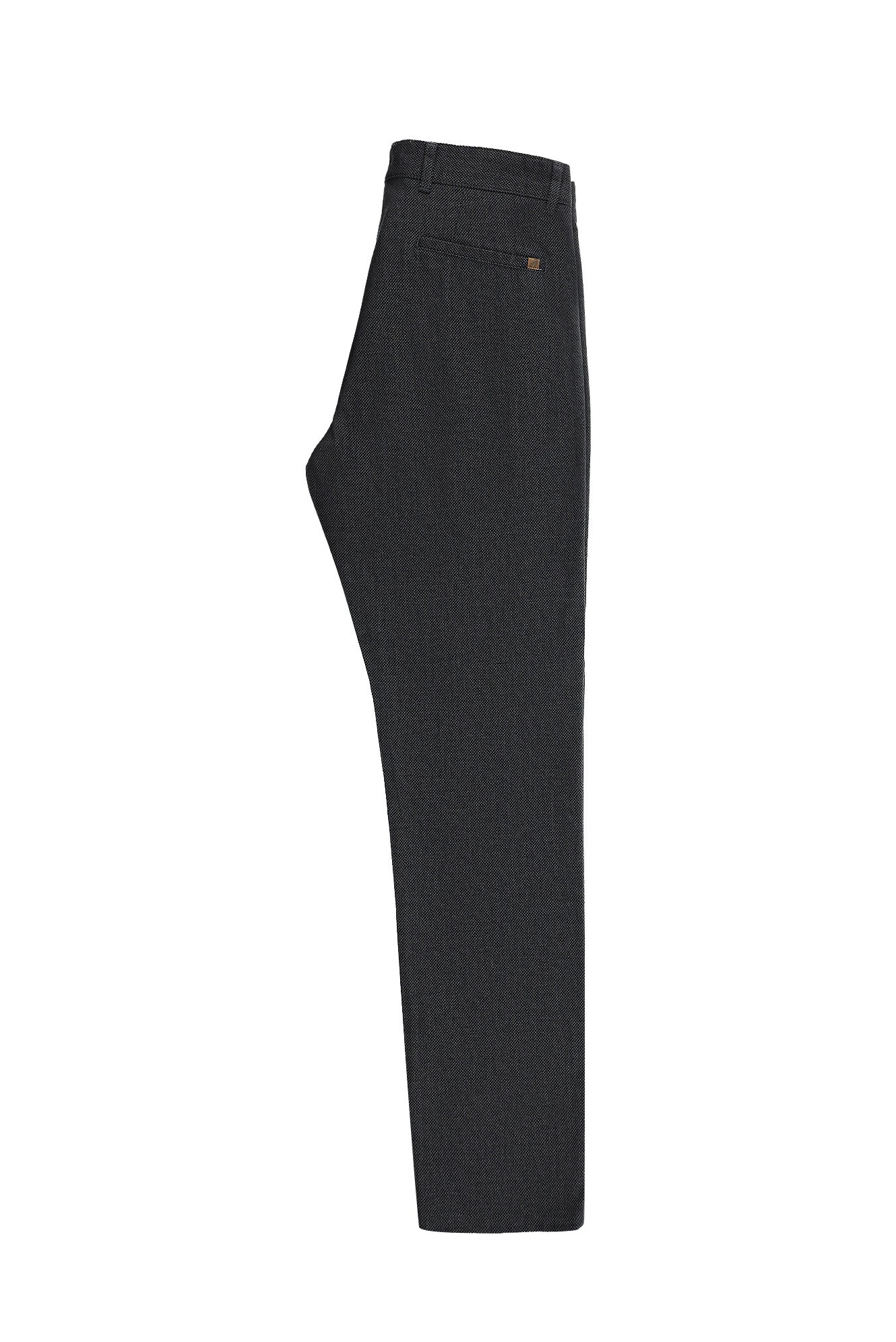 Koyu Antrasit Relaxed Fit Rahat Kesim Desenli Likralı Kanvas / Chino Pantolon