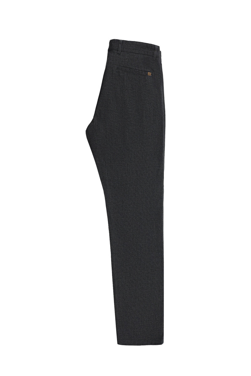 Koyu Antrasit Regular Fit Desenli Likralı Kanvas / Chino Pantolon