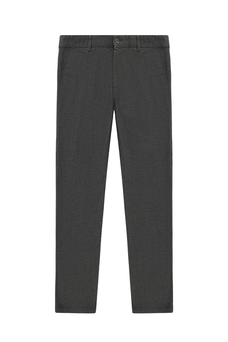 Orta Antrasit Relaxed Fit Rahat Kesim Desenli Likralı Kanvas / Chino Pantolon
