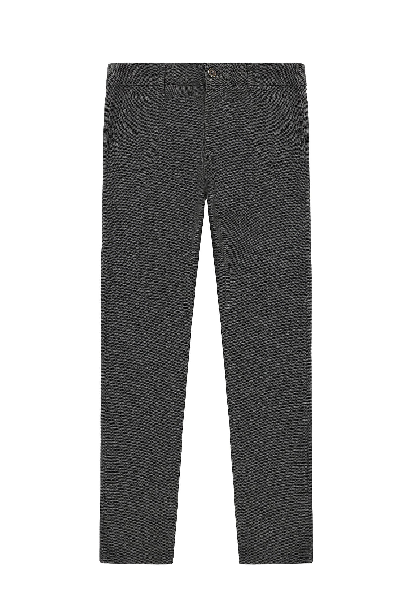 Orta Antrasit Relaxed Fit Rahat Kesim Desenli Likralı Kanvas / Chino Pantolon