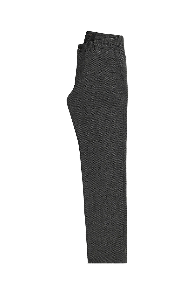 Orta Antrasit Relaxed Fit Rahat Kesim Desenli Likralı Kanvas / Chino Pantolon