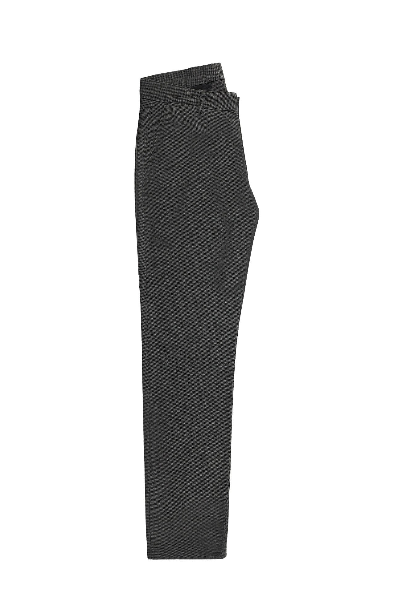Orta Antrasit Relaxed Fit Rahat Kesim Desenli Likralı Kanvas / Chino Pantolon
