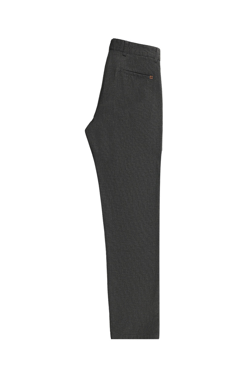 Orta Antrasit Relaxed Fit Rahat Kesim Desenli Likralı Kanvas / Chino Pantolon