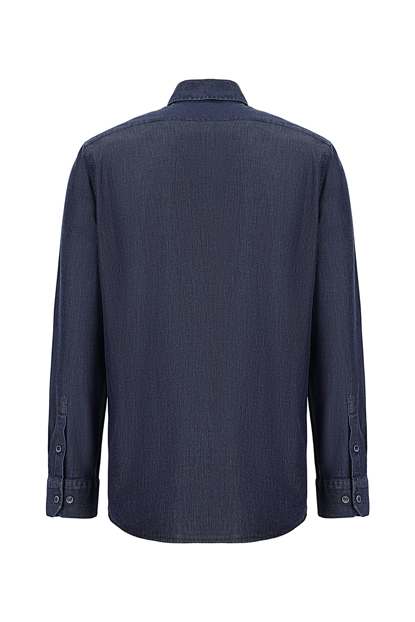 Koyu Lacivert Uzun Kol Regular Fit Pamuklu Denim Gömlek