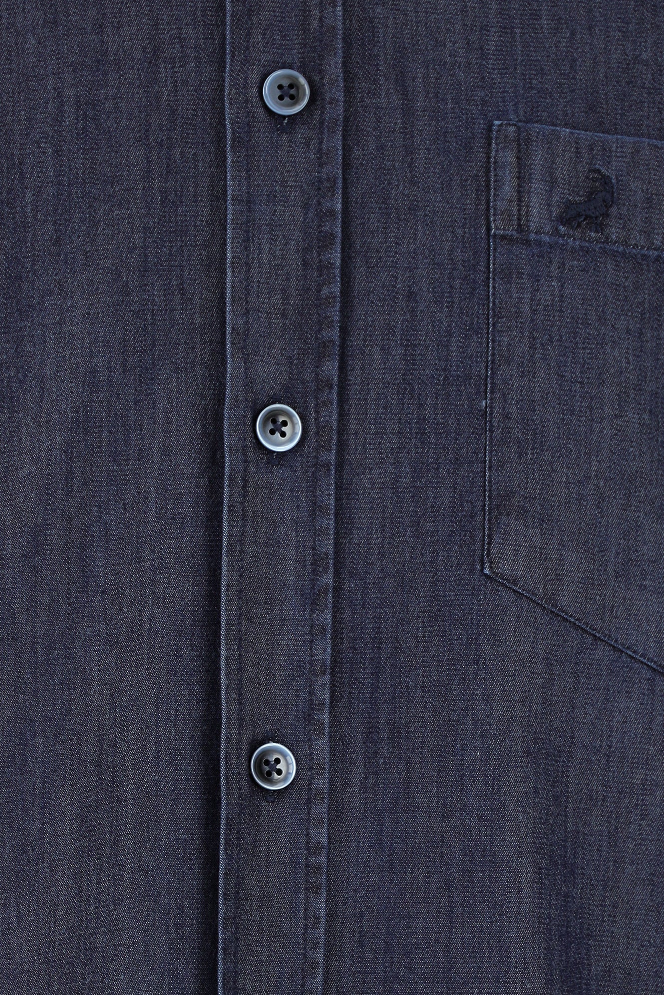 Koyu Lacivert Uzun Kol Regular Fit Pamuklu Denim Gömlek