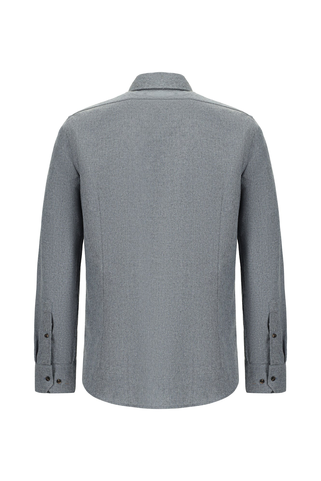 Mavi Uzun Kol Slim Fit Dar Kesim Oduncu Pamuklu Punterezli Gömlek