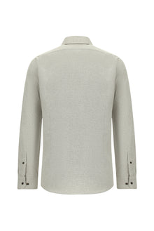 Orta Bej Uzun Kol Slim Fit Dar Kesim Oduncu Pamuklu Punterezli Gömlek