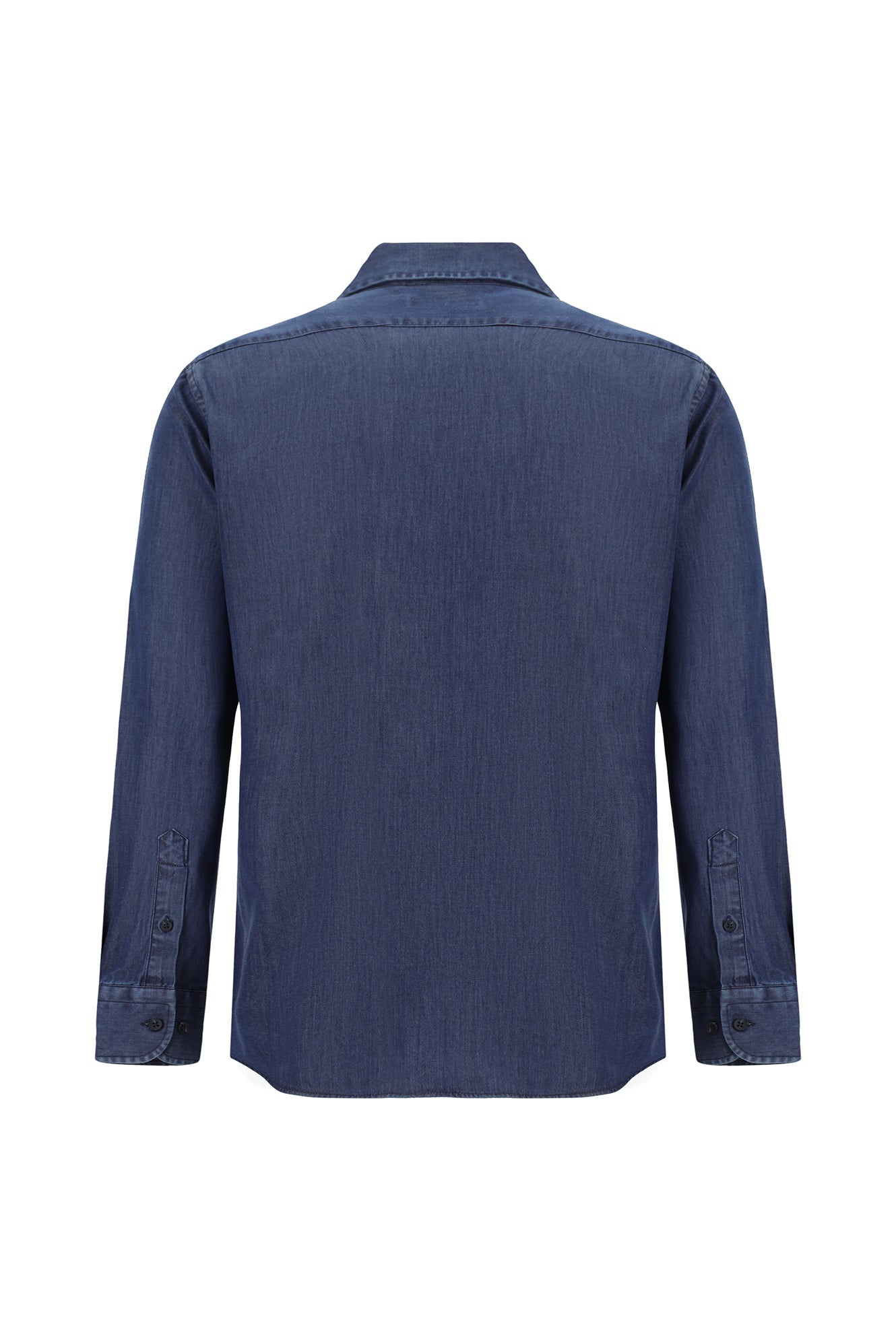 Koyu Lacivert Uzun Kol Slim Fit Dar Kesim Spor Pamuklu Gömlek
