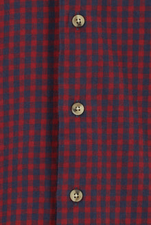 Koyu Kırmızı Uzun Kol Slim Fit Dar Kesim Oduncu Ekose Pamuk Düğmeli Yaka Gömlek