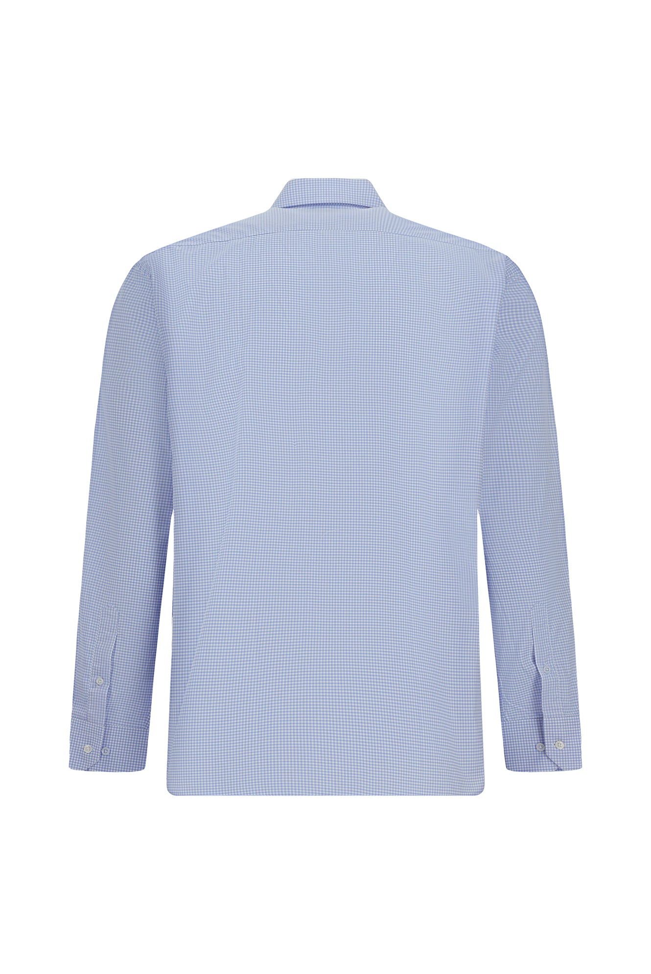 Mavi Uzun Kol Klasik Cepli Pamuk İtalyan Ekose Gömlek